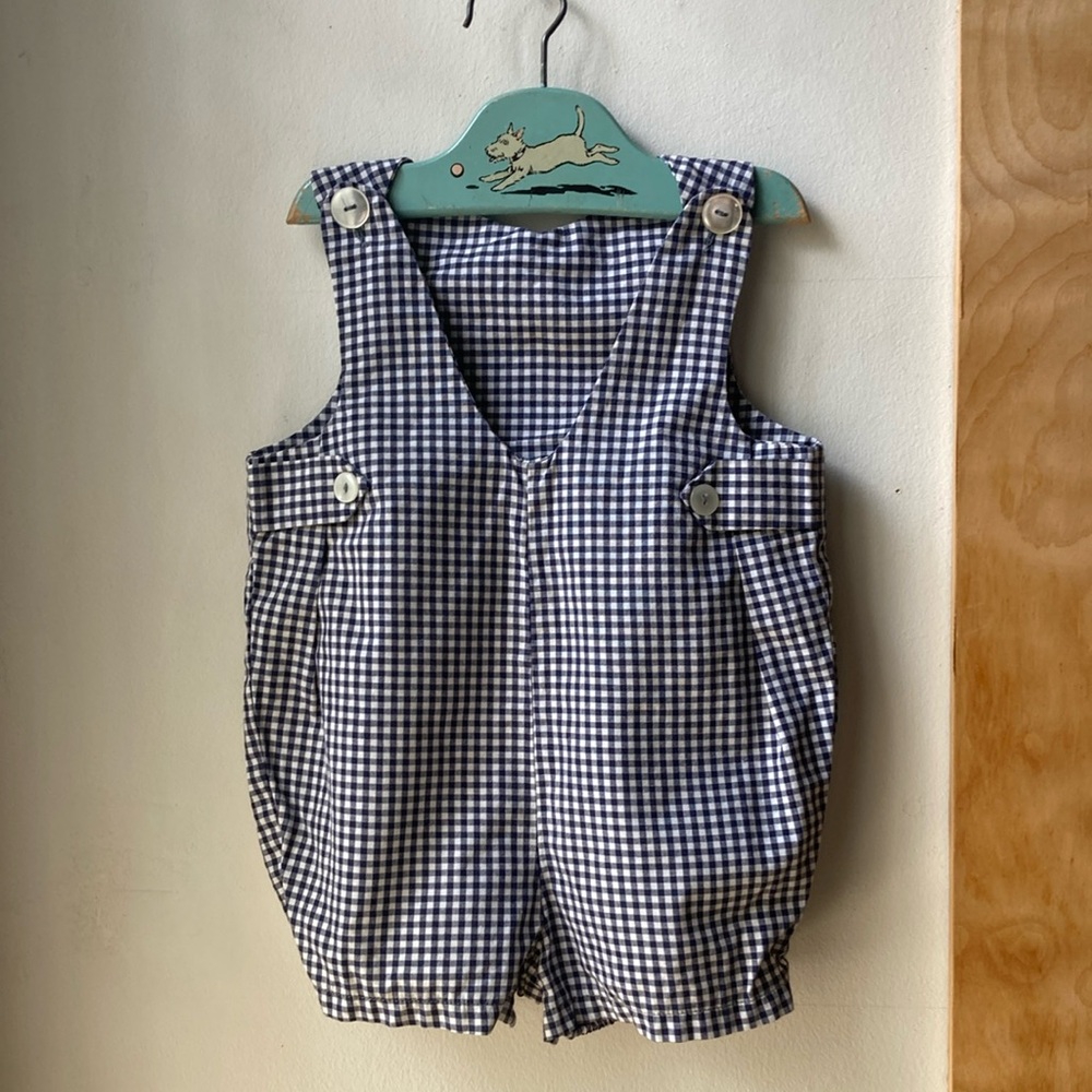 Imp vintage gingham check bubble romper size L 18 months